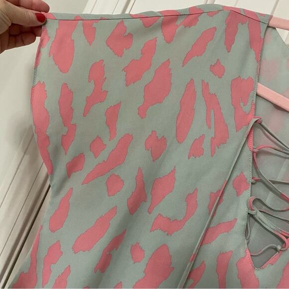 BUDDY LOVE • Pink + Grey Leopard Animal Print Lace Up Front Dress - Picture 6 of 6